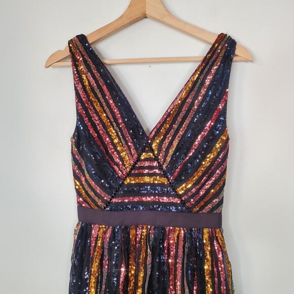 Self-Portrait Striped Sequin Midi Dress - Picture 8 of 14